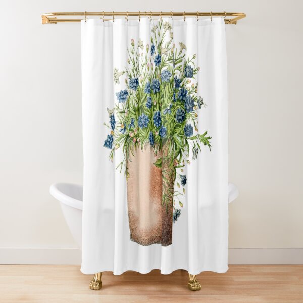Blue Flowers Vase Shower Curtain