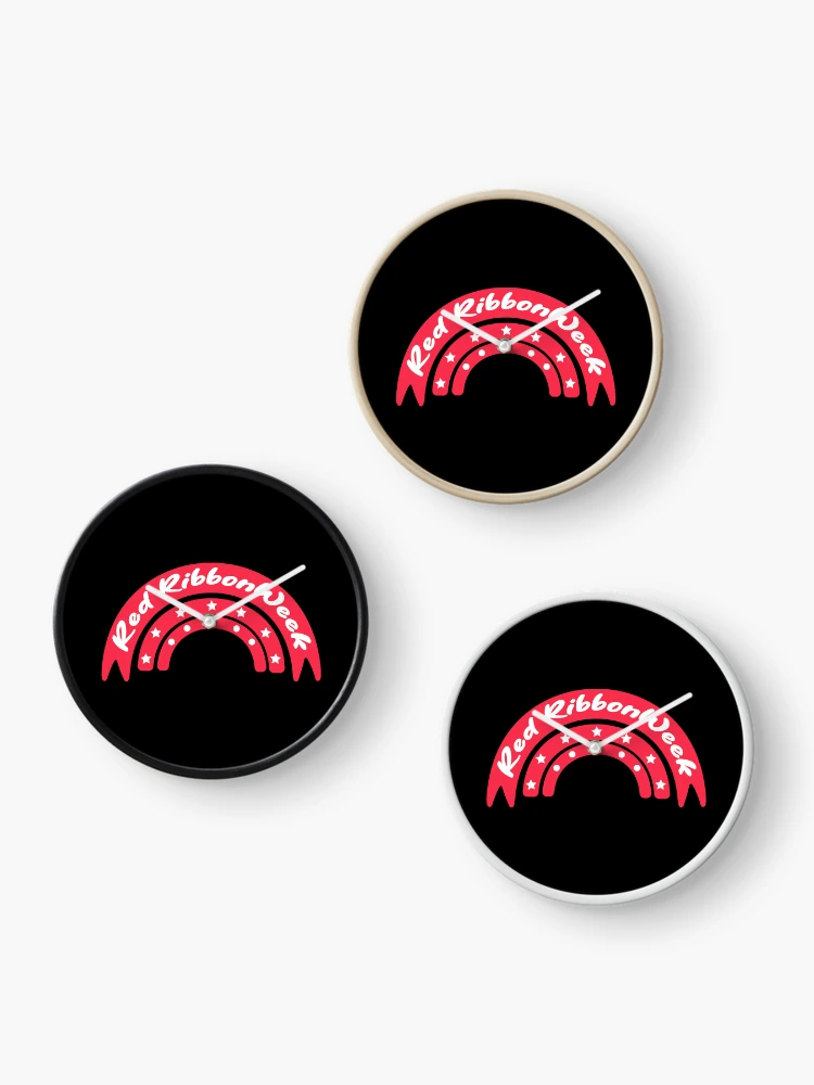 Thumbnail 3 of 4, Clock, Red Ribbon Week | Red Ribbon Week Awareness designed and sold by THROUGH-LIFE.