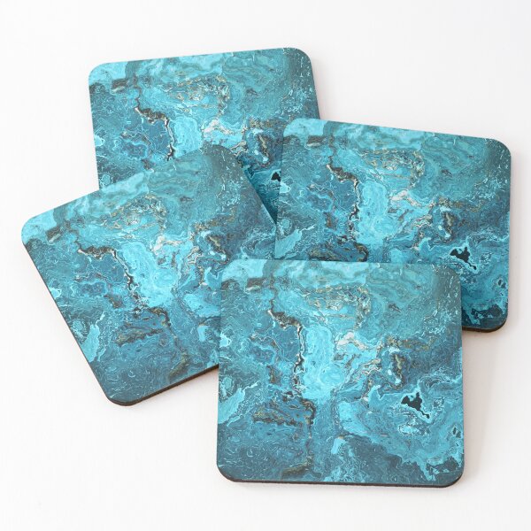 Item preview, Blue Marble Look Abstract in Shades of Blue Cyan Turquoise Grayish Blue 3 of 4 designed and sold by Beachy.