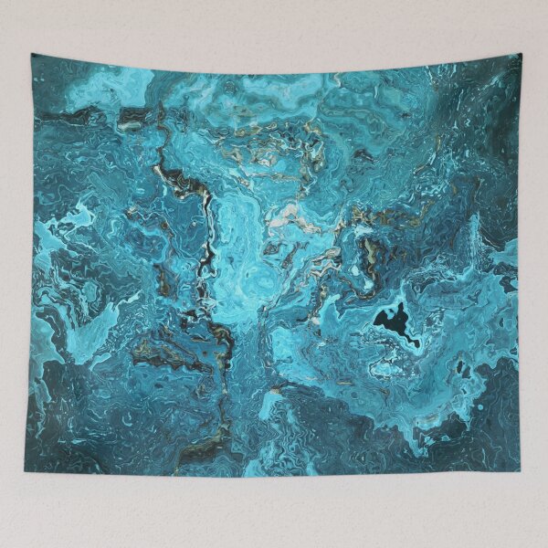 Item preview, Blue Marble Look Abstract in Shades of Blue Cyan Turquoise Grayish Blue 3 of 4 designed and sold by Beachy.