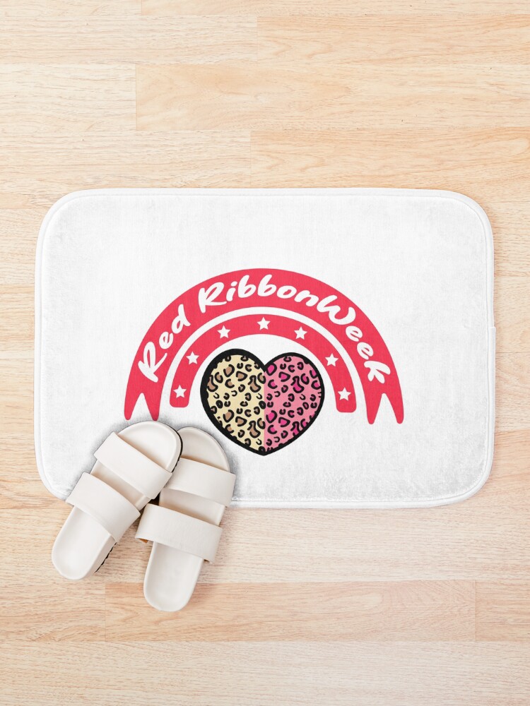 Thumbnail 1 of 6, Bath Mat, Red Ribbon Week | Red Ribbon Week Awareness  designed and sold by THROUGH-LIFE.