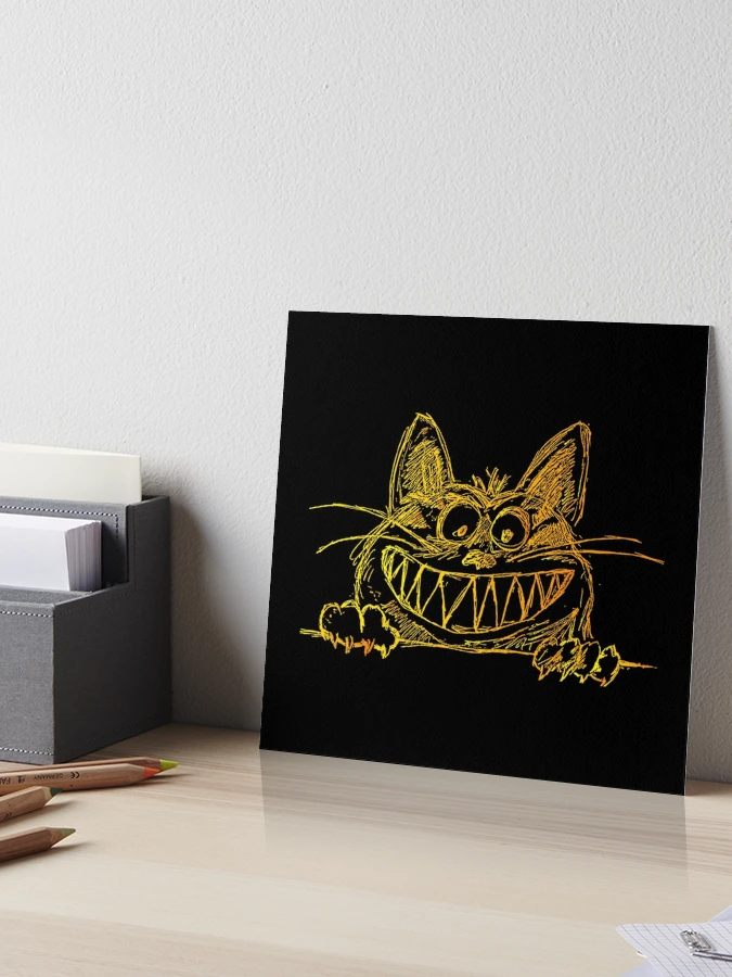 Fantasy Scary Smiling Cat Face Smile Spooky Cat Drawing Hand Drawn