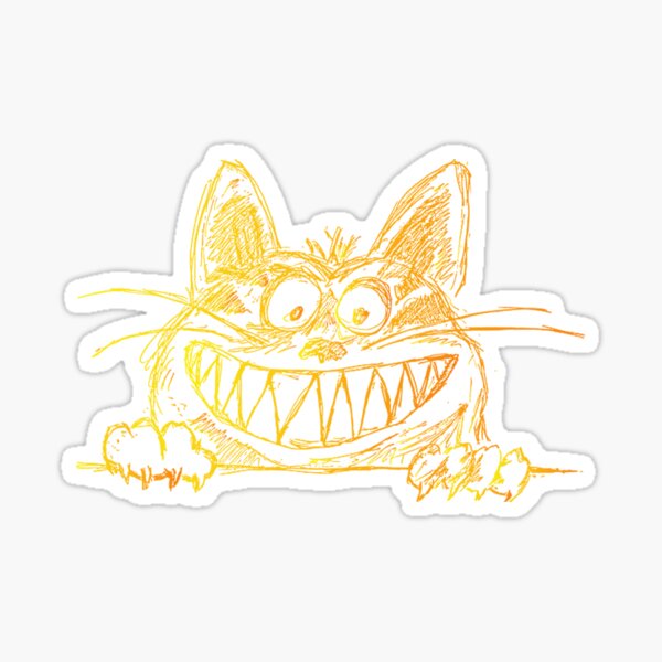 Fantasy Scary Smiling Cat Face Smile Spooky Cat Drawing Hand Drawn