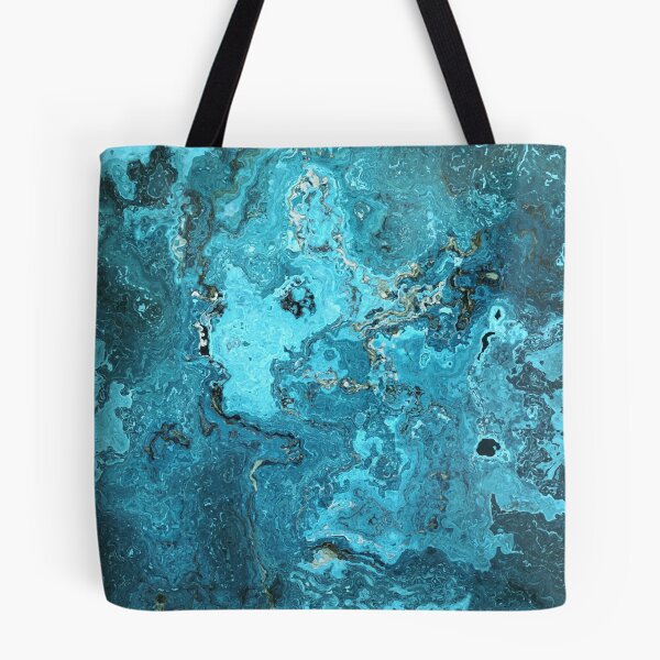 Item preview, Blue Marble Look Abstract in Shades of Blue Cyan Turquoise Grayish Blue 4 of 4 designed and sold by Beachy.