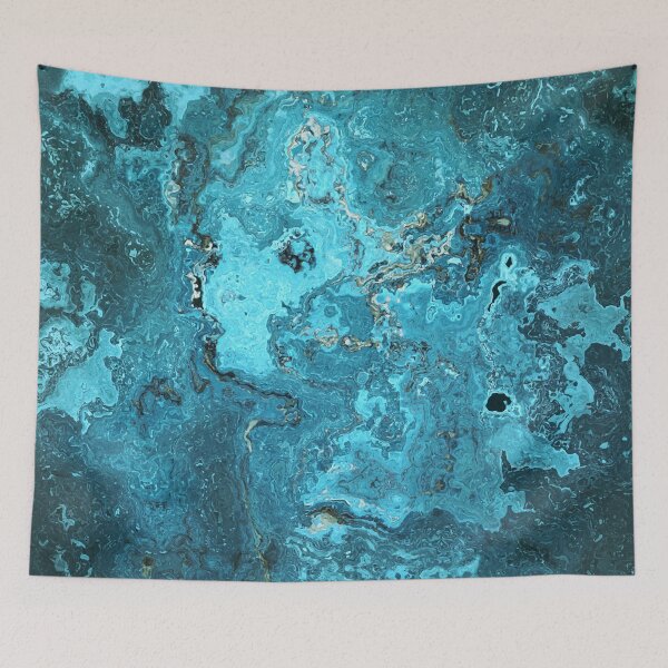 Item preview, Blue Marble Look Abstract in Shades of Blue Cyan Turquoise Grayish Blue 4 of 4 designed and sold by Beachy.