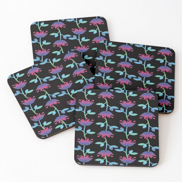 Item preview, Tropical Flowers Pattern with Black  Background designed and sold by FlippinTurtles.