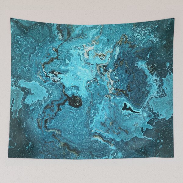 Item preview, Blue Marble Look Abstract in Shades of Blue Cyan Turquoise Grayish Blue 1 of 4 designed and sold by Beachy.