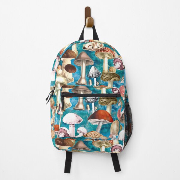 Item preview, Cool Vintage mushrooms garden, shrooms and fungi, botanical pattern, mushrooms illustration, seamless pattern, blue turquoise pattern trendy designed and sold by ZeinabTaha.