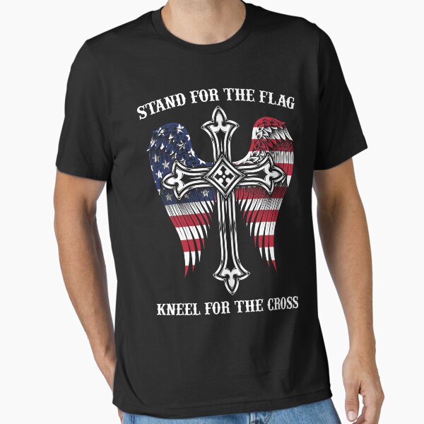 Item preview, Stand For The Flag Kneel For The Cross Shirt Military Veteran Tee designed and sold by trndsttrz.