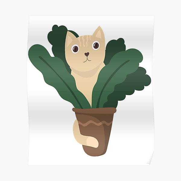 Cat Flower Vase Poster