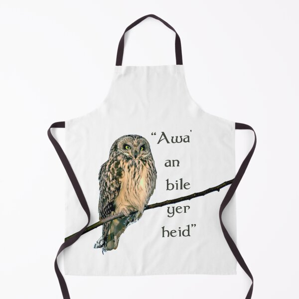 Item preview, Búho en rama con la frase escocesa "Awa' an bile yer heid". Fondo blanco. designed and sold by janesg.