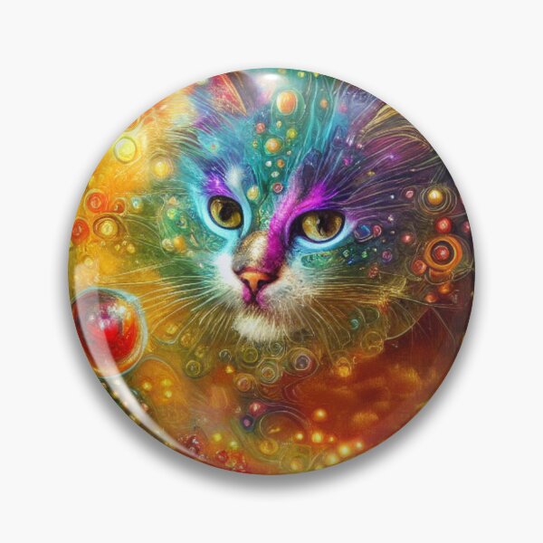 Item preview, Beautiful Fantasy Whimsical Cat Oil Painting with flowers in background designed and sold by ManifestoDesign.