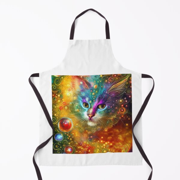 Item preview, Beautiful Fantasy Whimsical Cat Oil Painting with flowers in background designed and sold by ManifestoDesign.