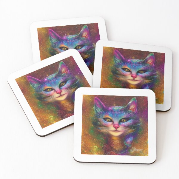 Item preview, Beautiful Fantasy Whimsical Cat Oil Painting with flowers in background designed and sold by ManifestoDesign.