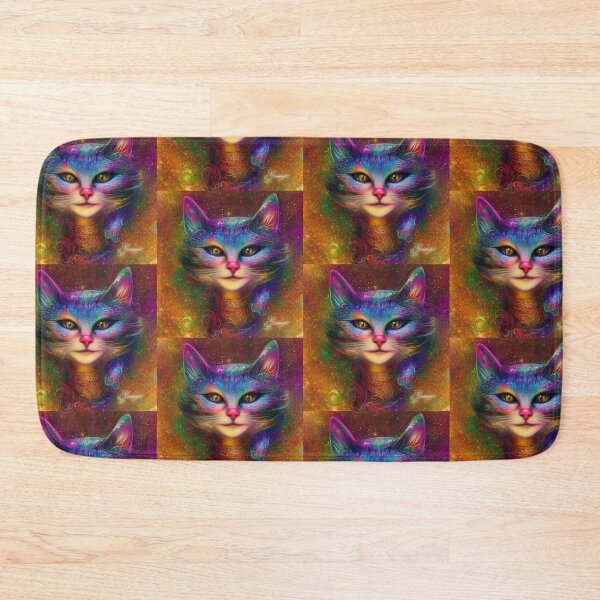 Item preview, Beautiful Fantasy Whimsical Cat Oil Painting with flowers in background designed and sold by ManifestoDesign.
