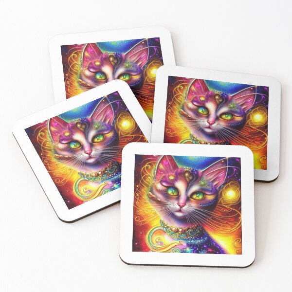 Item preview, Beautiful Fantasy Whimsical Cat Oil Painting with flowers in background designed and sold by ManifestoDesign.