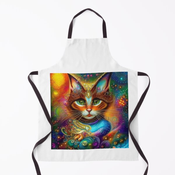 Item preview, Beautiful Fantasy Whimsical Cat Oil Painting with flowers in background designed and sold by ManifestoDesign.