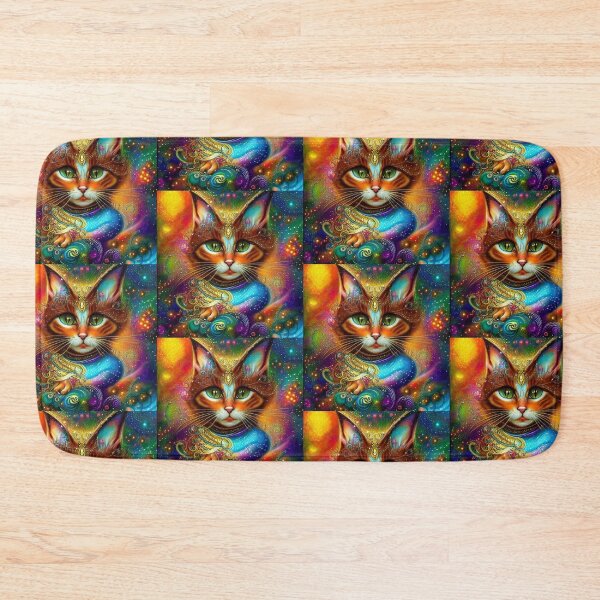 Item preview, Beautiful Fantasy Whimsical Cat Oil Painting with flowers in background designed and sold by ManifestoDesign.