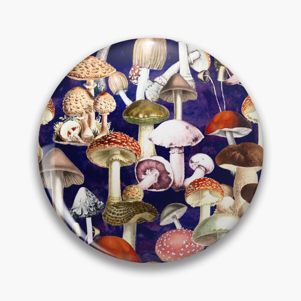 Item preview, Vintage mushrooms garden, shrooms and fungi, botanical pattern, mushrooms illustration, seamless pattern, dark purple pattern trendy  designed and sold by ZeinabTaha.