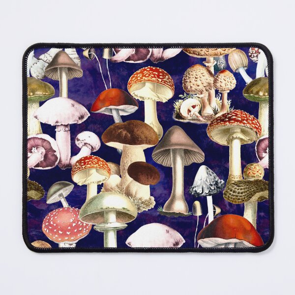 Item preview, Vintage mushrooms garden, shrooms and fungi, botanical pattern, mushrooms illustration, seamless pattern, dark purple pattern trendy designed and sold by ZeinabTaha.