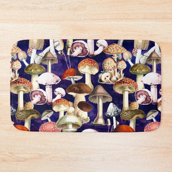 Item preview, Vintage mushrooms garden, shrooms and fungi, botanical pattern, mushrooms illustration, seamless pattern, dark purple pattern trendy  designed and sold by ZeinabTaha.