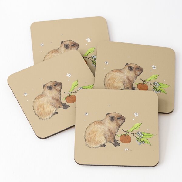 Item preview, Cute Baby Capybara (with flowering orange tree branch) designed and sold by mooonhannah.
