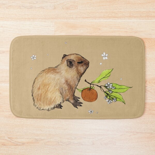 Artikelvorschau, Cute Baby Capybara (mit blühendem Orangenbaumzweig) entworfen und verkauft von mooonhannah.