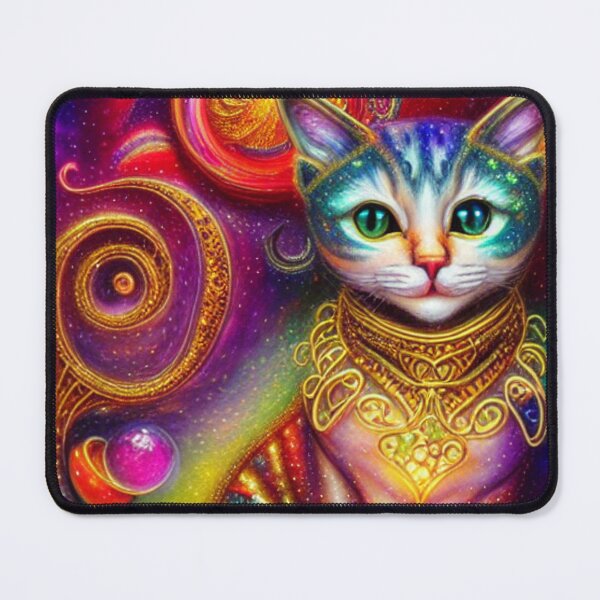 Item preview, Beautiful Fantasy Whimsical Cat Oil Painting with flowers in background designed and sold by ManifestoDesign.