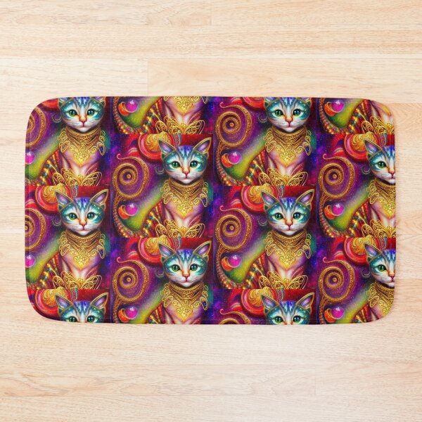 Item preview, Beautiful Fantasy Whimsical Cat Oil Painting with flowers in background designed and sold by ManifestoDesign.