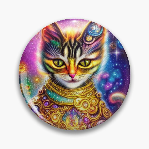 Item preview, Beautiful Fantasy Whimsical Cat Oil Painting with flowers in background designed and sold by ManifestoDesign.