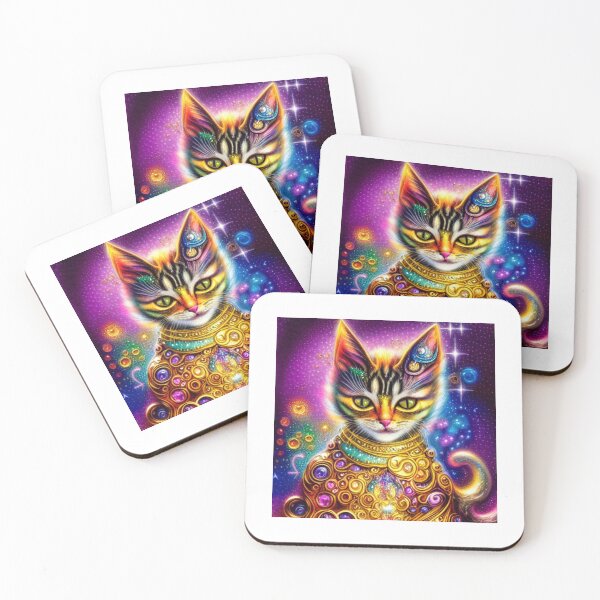 Item preview, Beautiful Fantasy Whimsical Cat Oil Painting with flowers in background designed and sold by ManifestoDesign.