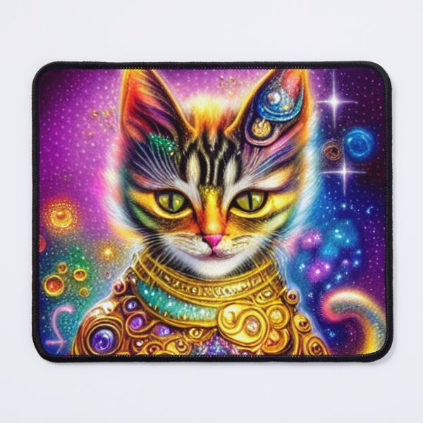 Item preview, Beautiful Fantasy Whimsical Cat Oil Painting with flowers in background designed and sold by ManifestoDesign.