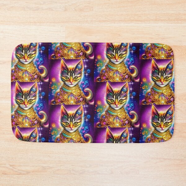Item preview, Beautiful Fantasy Whimsical Cat Oil Painting with flowers in background designed and sold by ManifestoDesign.