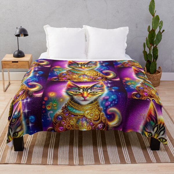 Item preview, Beautiful Fantasy Whimsical Cat Oil Painting with flowers in background designed and sold by ManifestoDesign.