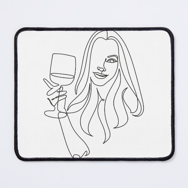 Item preview, Woman with wine glass line draw. Drawing with one continuous line. Linear glamor logo in a minimalistic style for a wine label. designed and sold by LineHome.