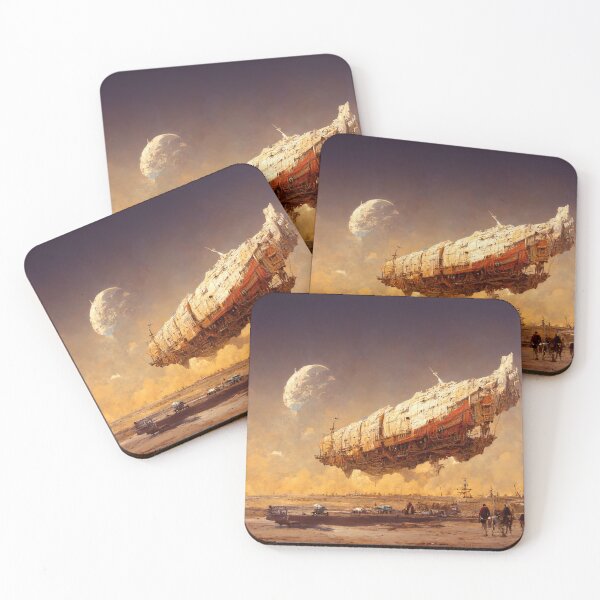 Item preview, Freighter over the Desert of Londor designed and sold by neon-nova.