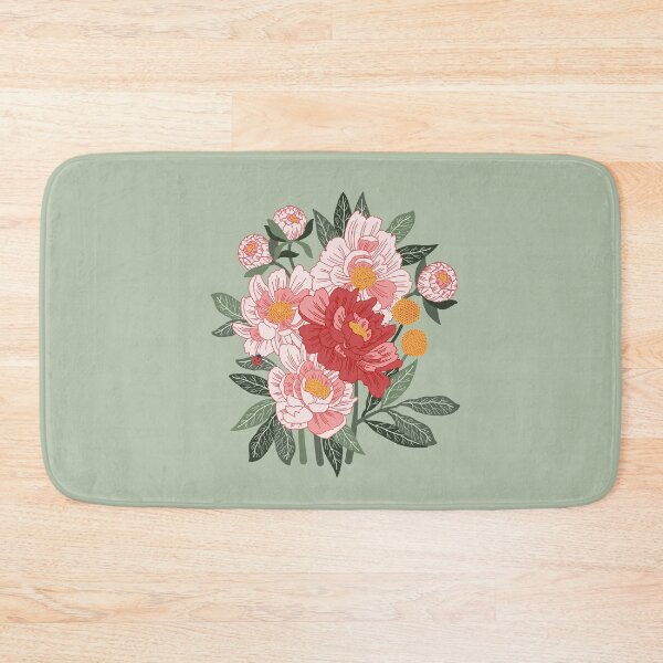 Item preview, Peony bouquet on mint designed and sold by Ema Tudose.