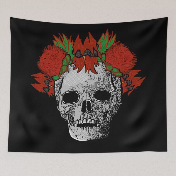 Item preview, Native Australian Flower Crown on Skull - Sturt Desert Pea with Banksia Flowers - CreateArtHistory designed and sold by Annalee Beer.
