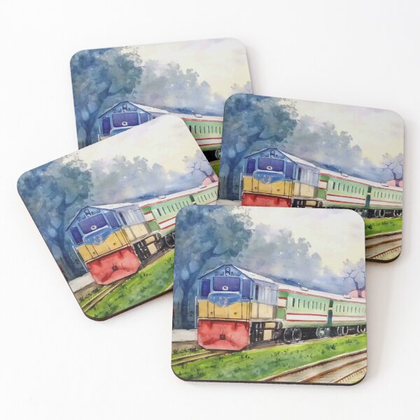 Item preview, Hand Drawn Water Color Train Railway Station Art designed and sold by JTS STORE.