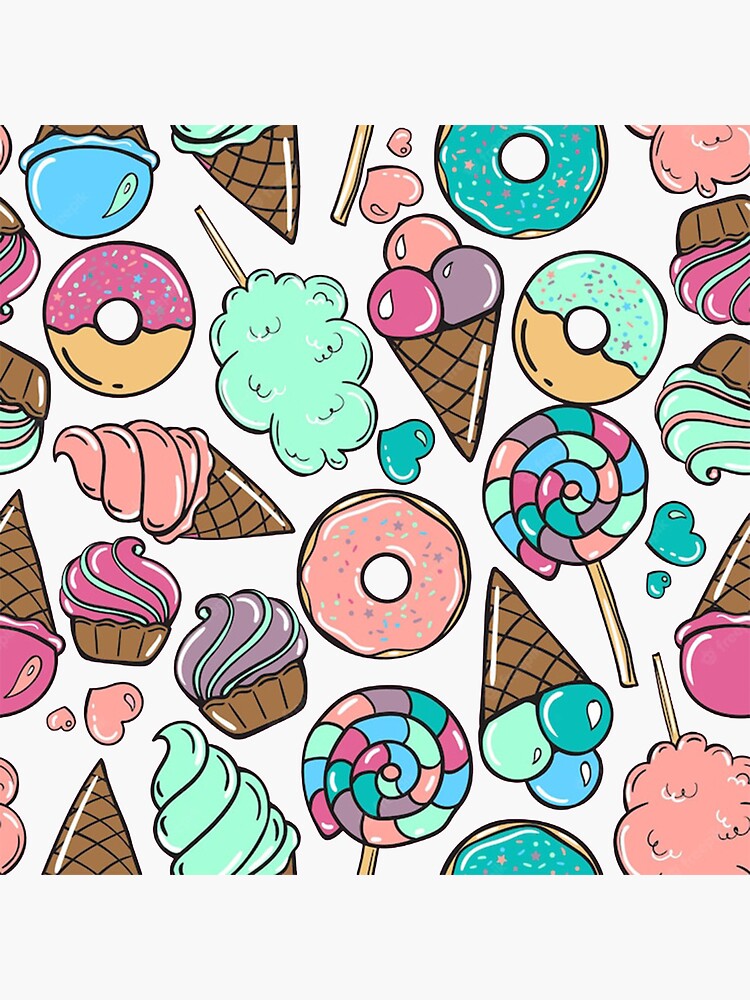 "Candy Ice Cream Pattern Essential Design" Sticker for Sale by