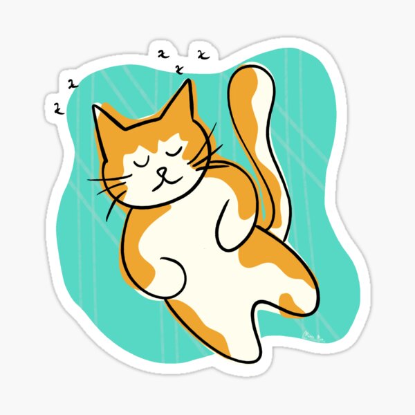 cute orange cat sleeping blissful and carefree Sticker