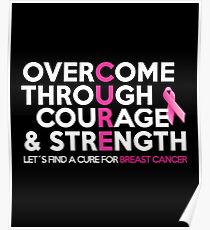 Let's Find A Cure For Breast Cancer Pink Ribbon Awareness Poster