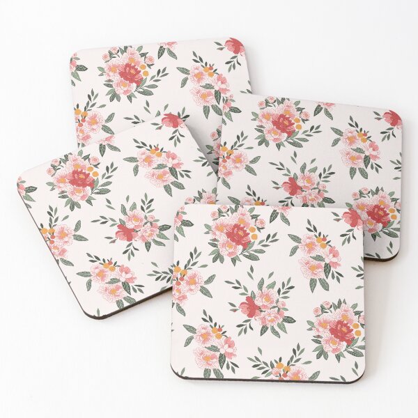 Item preview, Peonies and orange balls on light pink background designed and sold by Ema Tudose.