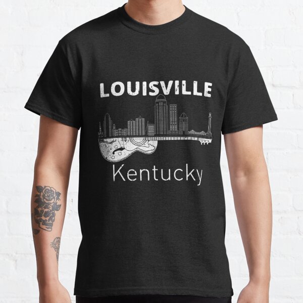 Really Awesome Shirts Retro Louisville Kentucky Skyline Heart Distressed T-Shirt Men's Large / Yellow