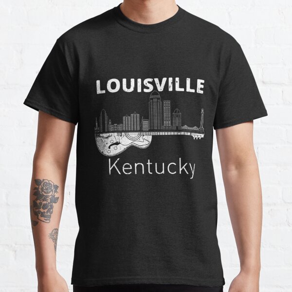 Louisville KY American Flag Skyline Distressed' Men's T-Shirt