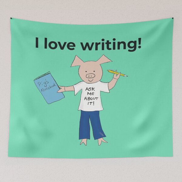 Item preview, I love writing! Left handed writer.  Introverts designed and sold by PiggingJapan.