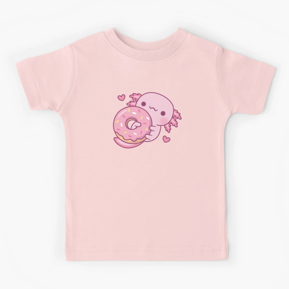 Cute Axolotl Hugging Donut Kids T-Shirt for Sale by rustydoodle