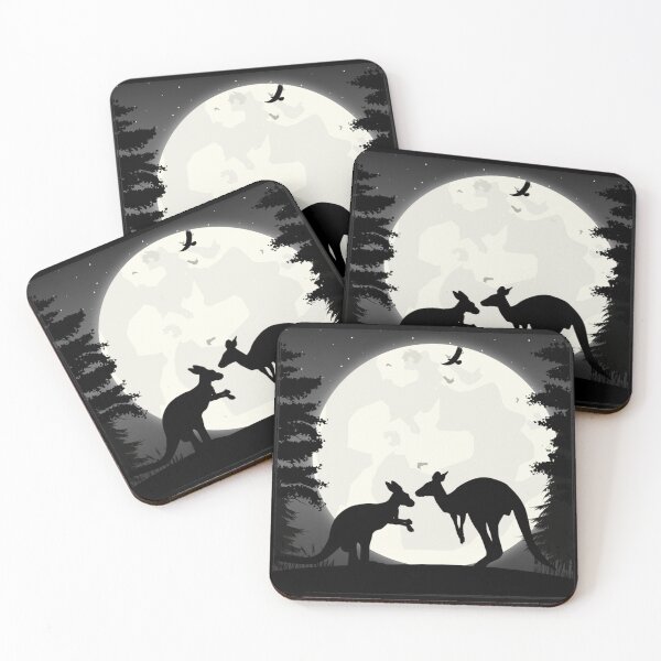 Item preview, Kangaroo in the background of the moon in the square designed and sold by HarriPaloma.