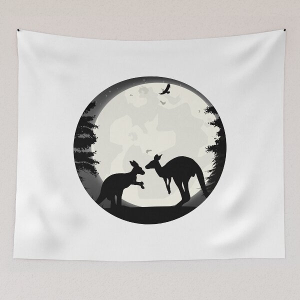 Item preview, Kangaroo in the background of the moon in a circle designed and sold by HarriPaloma.