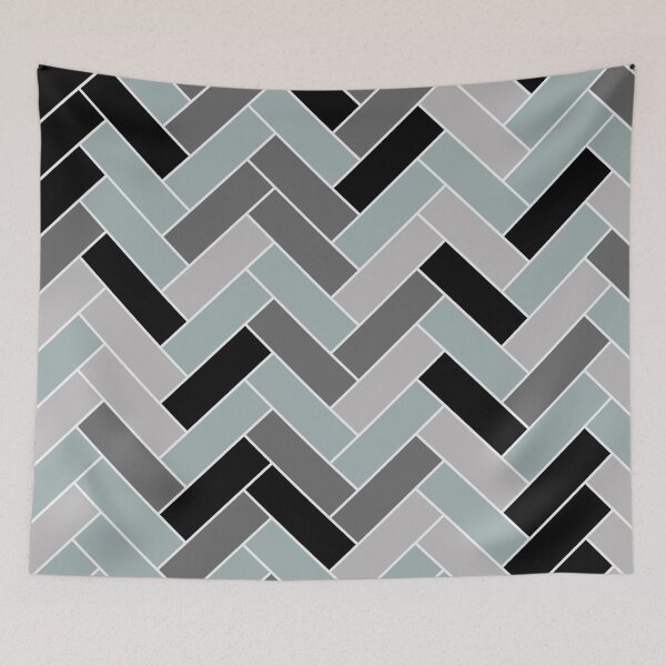 Aperçu de l'œuvre Muted Bluish Gray Black Herringbone Pattern Pairs Valspar 2023 COTY Blue Arrow 5001-3C créée et vendue par ColorOfTheYears.